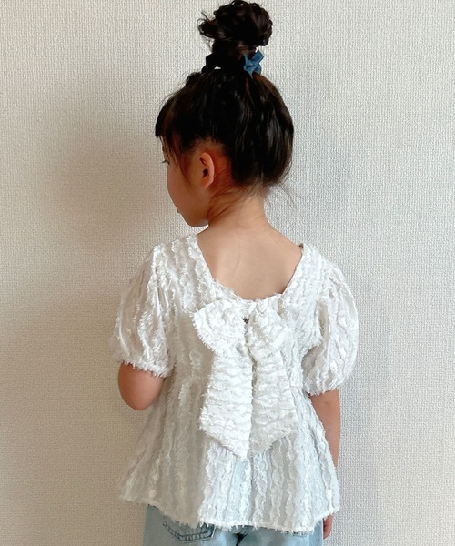 MAKE YOUR DAY（メイクユアデイ）の「バックリボンブラウス■80～140cm（シャツ/ブラウス・キッズ・サックスブルー/オフホワイト・80/90/100/110/120/130/140）」の14枚目の写真