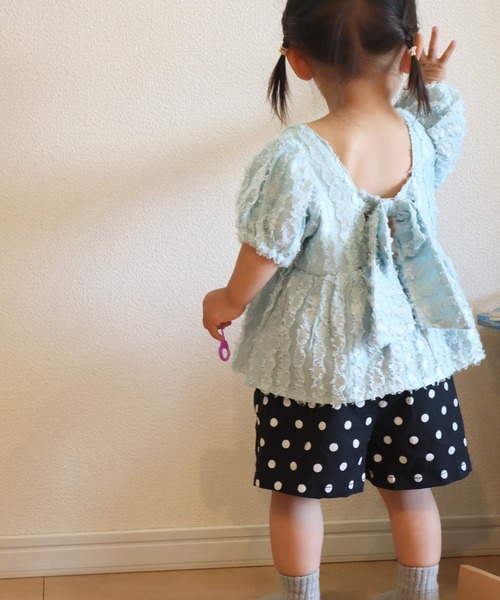 MAKE YOUR DAY（メイクユアデイ）の「バックリボンブラウス■80～140cm（シャツ/ブラウス・キッズ・サックスブルー/オフホワイト・80/90/100/110/120/130/140）」の18枚目の写真