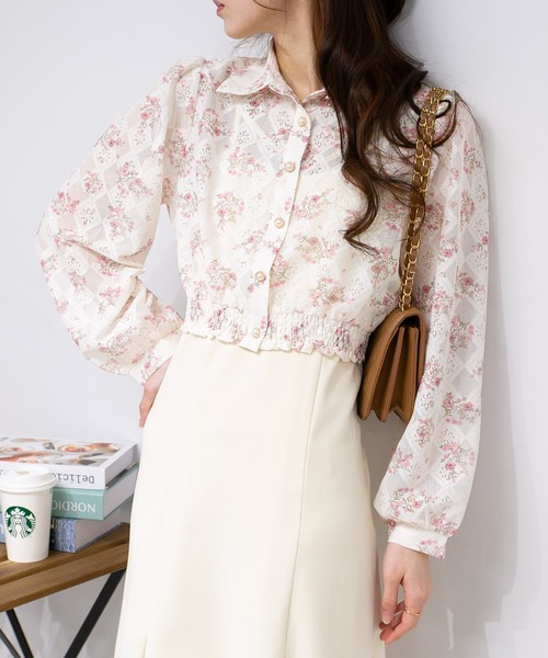 pumpkin port（パンプキンポート）の「花柄レース地長袖ブラウストップス（シャツ/ブラウス・レディース・グリーン/ブルー/ピンク・M）」の17枚目の写真