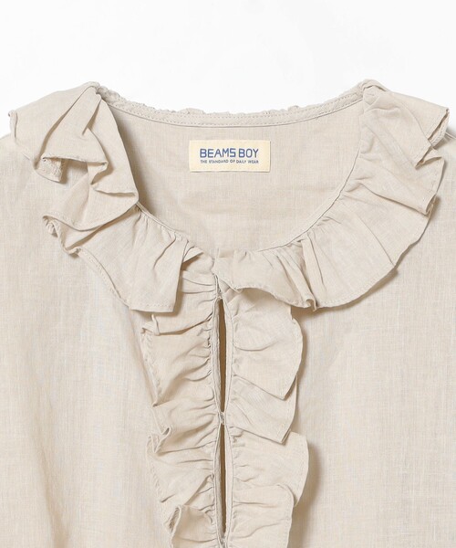 BEAMS BOY(ビームスボーイ)の「コットン リネン フリル ギャザー ショートスリーブ(シャツ/ブラウス・レディース・オフホワイト/ブラック/ベージュ・ONE SIZE)」の11枚目の写真