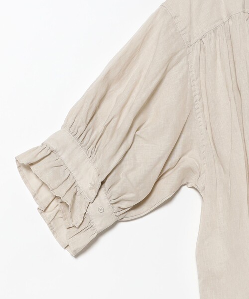BEAMS BOY(ビームスボーイ)の「コットン リネン フリル ギャザー ショートスリーブ(シャツ/ブラウス・レディース・オフホワイト/ブラック/ベージュ・ONE SIZE)」の12枚目の写真