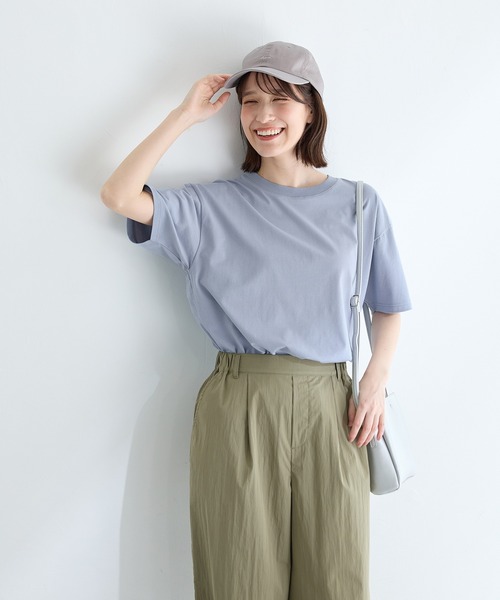 Honeys（ハニーズ）の「【ハニさら・接触冷感・ＵＶカット】きれいめＴシャツ（Tシャツ/カットソー・レディース・ブラック/オフホワイト/サックスブルー/ブルー/グリーン/モカ/スミクロ/グレイッシュベージュ/ピンク・LL/3L/SS/S/M/L）」の22枚目の写真