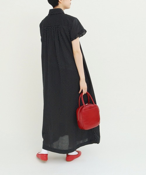 CHILD WOMAN（チャイルドウーマン）の「☆FINXブロード/綿ローン フリル丸襟前あき半袖ワンピース（ワンピース・レディース・サックスブルー/その他/レッド・FREE）」の6枚目の写真