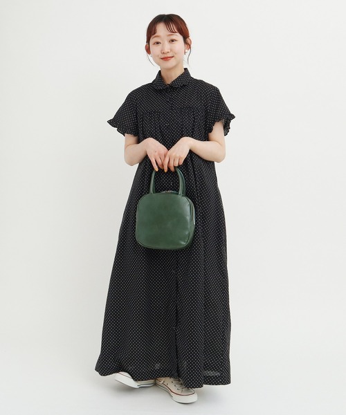 CHILD WOMAN（チャイルドウーマン）の「☆FINXブロード/綿ローン フリル丸襟前あき半袖ワンピース（ワンピース・レディース・サックスブルー/その他/レッド・FREE）」の7枚目の写真