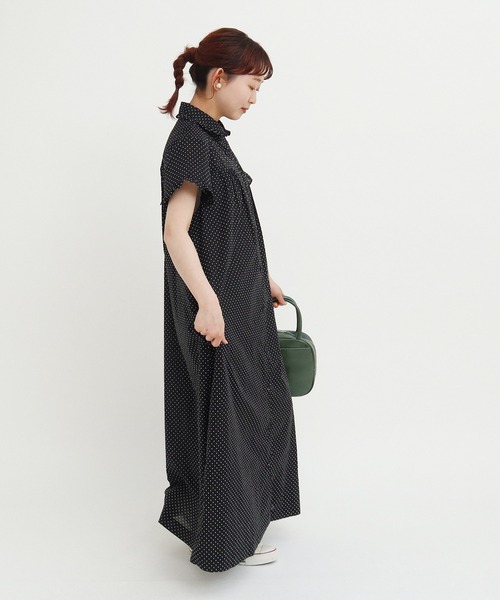 CHILD WOMAN（チャイルドウーマン）の「☆FINXブロード/綿ローン フリル丸襟前あき半袖ワンピース（ワンピース・レディース・サックスブルー/その他/レッド・FREE）」の8枚目の写真