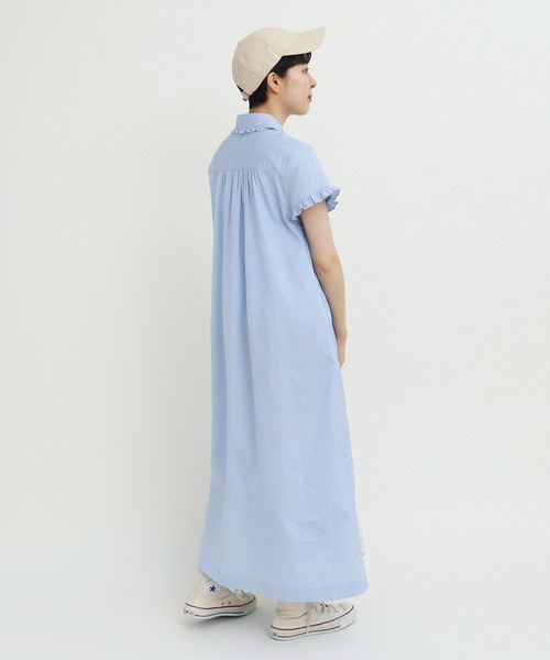 CHILD WOMAN（チャイルドウーマン）の「☆FINXブロード/綿ローン フリル丸襟前あき半袖ワンピース（ワンピース・レディース・サックスブルー/その他/レッド・FREE）」の15枚目の写真