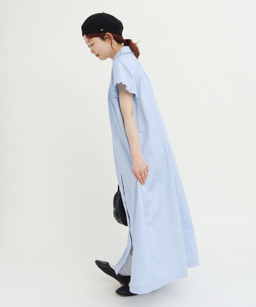 CHILD WOMAN（チャイルドウーマン）の「☆FINXブロード/綿ローン フリル丸襟前あき半袖ワンピース（ワンピース・レディース・サックスブルー/その他/レッド・FREE）」の19枚目の写真