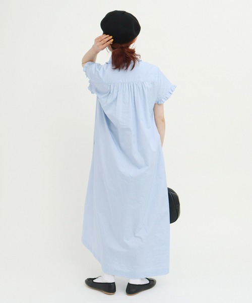 CHILD WOMAN（チャイルドウーマン）の「☆FINXブロード/綿ローン フリル丸襟前あき半袖ワンピース（ワンピース・レディース・サックスブルー/その他/レッド・FREE）」の20枚目の写真