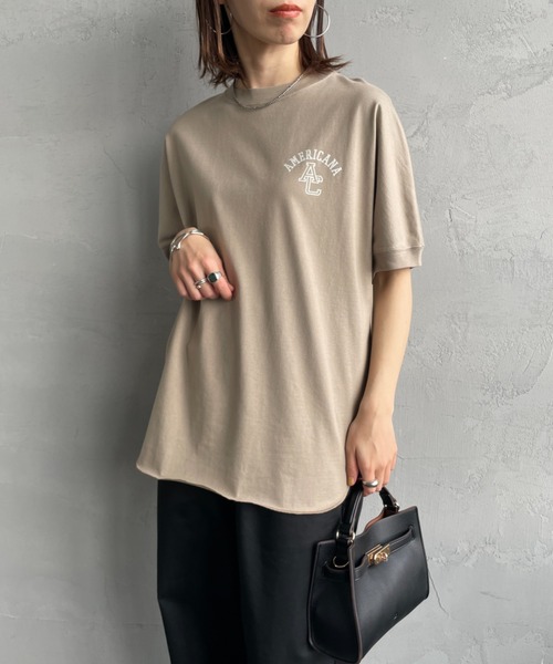【新品】Americana×JEANS FACTORY☆別注ラウンドヘムロゴT セール】[Americana×JEANS FACTORY/アメリカーナ×ジーンズ