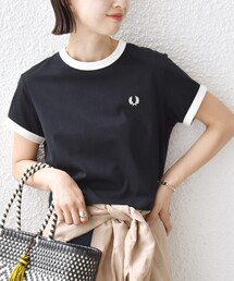 FRED PERRY(�t���b�h�y���[)��FRED PERRY:G9163 CROPPED RINGER TEE(T�V���c/�J�b�g�\�[)