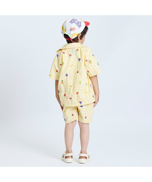 BIT'Z（ビッツ）の「フルーツとベジタブルの刺繍柄チェック半袖シャツ（シャツ/ブラウス・キッズ・グリーン/パープル/イエロー/レッド/ピンク/ブルー・95/100/110/90/80/120）」の16枚目の写真
