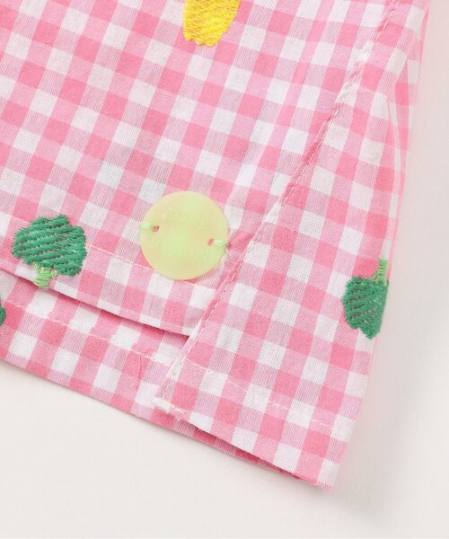 BIT'Z（ビッツ）の「フルーツとベジタブルの刺繍柄チェック半袖シャツ（シャツ/ブラウス・キッズ・グリーン/パープル/イエロー/レッド/ピンク/ブルー・95/100/110/90/80/120）」の21枚目の写真