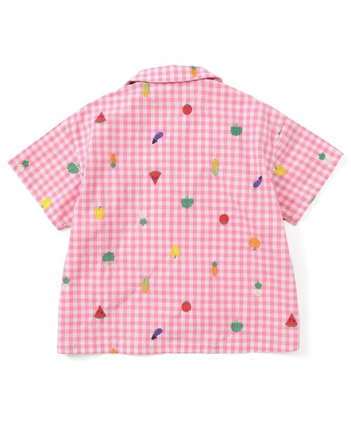 BIT'Z（ビッツ）の「フルーツとベジタブルの刺繍柄チェック半袖シャツ（シャツ/ブラウス・キッズ・グリーン/パープル/イエロー/レッド/ピンク/ブルー・95/100/110/90/80/120）」の7枚目の写真