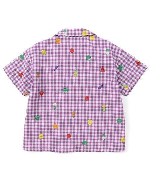 BIT'Z（ビッツ）の「フルーツとベジタブルの刺繍柄チェック半袖シャツ（シャツ/ブラウス・キッズ・グリーン/パープル/イエロー/レッド/ピンク/ブルー・95/100/110/90/80/120）」の8枚目の写真