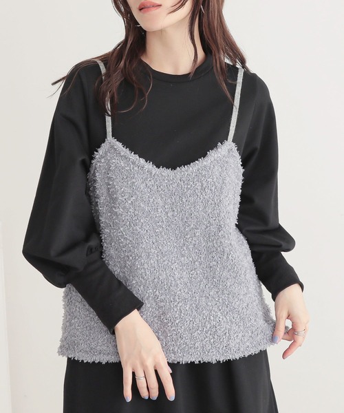 n'OrLABEL（ノアールレーベル）の「『テープヤーンニットキャミソール』（キャミソール・レディース・グレー/ベージュ/ブラック・1/2）」の2枚目の写真