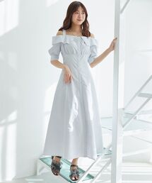 オフショルシャツワンピース