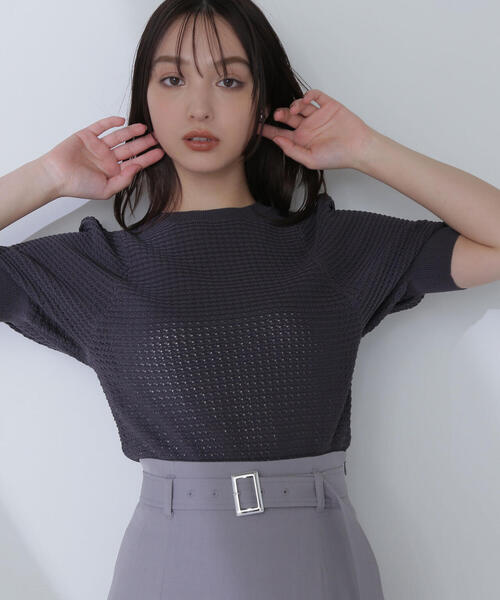 NATURAL BEAUTY BASIC(ナチュラルビューティーベーシック)の「◇【Oggi掲載】パフスリーブワッフルニット(ニット/セーター・レディース・オレンジ/チャコールグレー/オフホワイト/ブルー・FREE)」の11枚目の写真