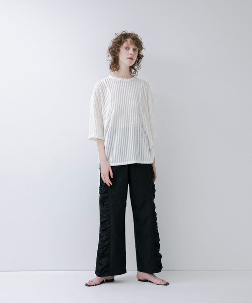 Tシャツ・カットソー DIAGONAL : 25SS / BANDING SLIT TOP (2COLORS) T-ADJUST-SLITS-R17 T-shirt with tonal logo embroidery