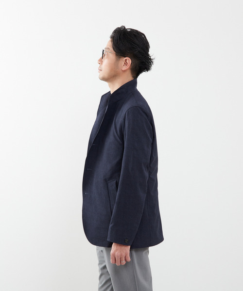 MEN'S MELROSE(メンズメルローズ)の「クールマックスサッカープリント スタンドカラージャケット(テーラードジャケット・メンズ・チャコールグレー/ネイビー・2/4/3)」の4枚目の写真