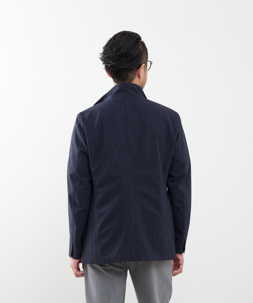 MEN'S MELROSE(メンズメルローズ)の「クールマックスサッカープリント スタンドカラージャケット(テーラードジャケット・メンズ・チャコールグレー/ネイビー・2/4/3)」の5枚目の写真