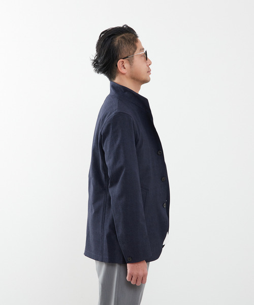 MEN'S MELROSE(メンズメルローズ)の「クールマックスサッカープリント スタンドカラージャケット(テーラードジャケット・メンズ・チャコールグレー/ネイビー・2/4/3)」の6枚目の写真