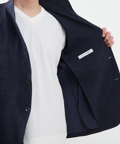 MEN'S MELROSE(メンズメルローズ)の「クールマックスサッカープリント スタンドカラージャケット(テーラードジャケット・メンズ・チャコールグレー/ネイビー・2/4/3)」の11枚目の写真