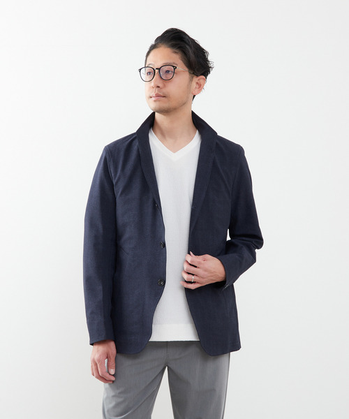 MEN'S MELROSE(メンズメルローズ)の「クールマックスサッカープリント スタンドカラージャケット(テーラードジャケット・メンズ・チャコールグレー/ネイビー・2/4/3)」の17枚目の写真
