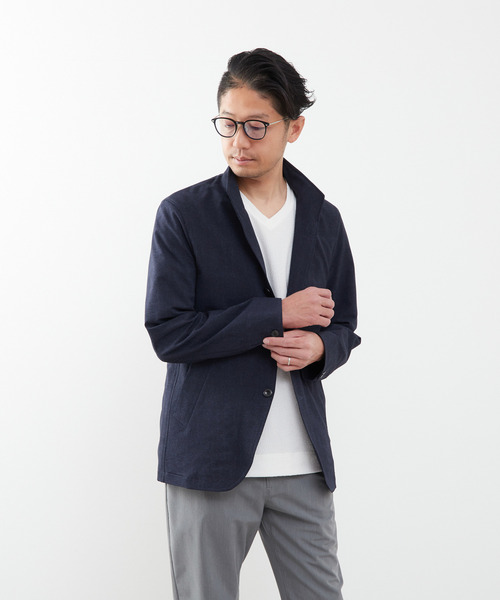 MEN'S MELROSE(メンズメルローズ)の「クールマックスサッカープリント スタンドカラージャケット(テーラードジャケット・メンズ・チャコールグレー/ネイビー・2/4/3)」の18枚目の写真