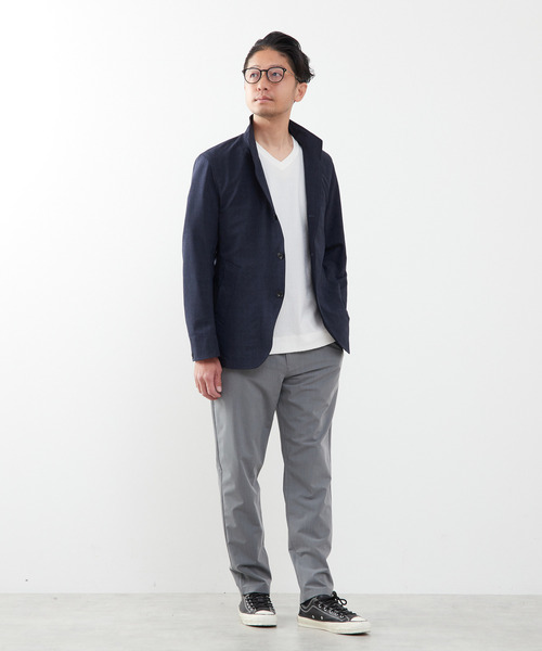 MEN'S MELROSE(メンズメルローズ)の「クールマックスサッカープリント スタンドカラージャケット(テーラードジャケット・メンズ・チャコールグレー/ネイビー・2/4/3)」の19枚目の写真