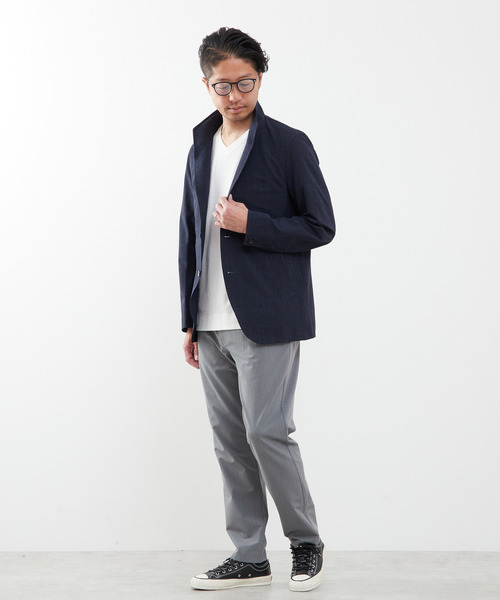 MEN'S MELROSE(メンズメルローズ)の「クールマックスサッカープリント スタンドカラージャケット(テーラードジャケット・メンズ・チャコールグレー/ネイビー・2/4/3)」の20枚目の写真