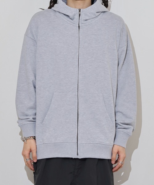 FUNALIVE（ファンアライブ）の「裏毛　ワイドシルエット　無地　フルジップパーカー　スウェット（パーカー・メンズ・ブラック/ネイビー/スミクロ/杢グレー・LL/L/M）」の15枚目の写真