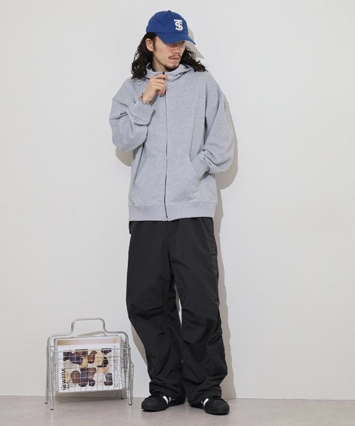 FUNALIVE（ファンアライブ）の「裏毛　ワイドシルエット　無地　フルジップパーカー　スウェット（パーカー・メンズ・ブラック/ネイビー/スミクロ/杢グレー・LL/L/M）」の10枚目の写真