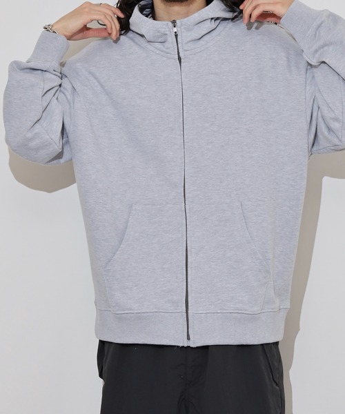 FUNALIVE（ファンアライブ）の「裏毛　ワイドシルエット　無地　フルジップパーカー　スウェット（パーカー・メンズ・ブラック/ネイビー/スミクロ/杢グレー・LL/L/M）」の7枚目の写真