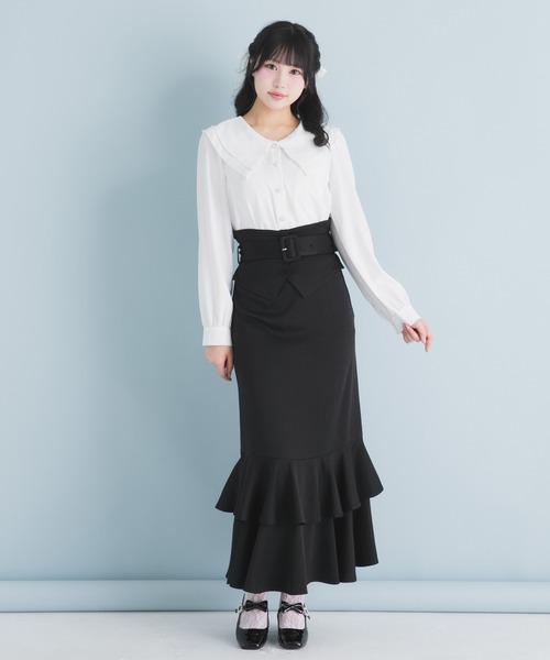 DearMyLoveRose(ディアマイラブローズ)の「ダブルビッグカラーブラウス【大きいサイズ有り】(シャツ/ブラウス・レディース・ホワイト/ブラック・SMALL/MEDIUM/LARGE/LL/3L)」の15枚目の写真