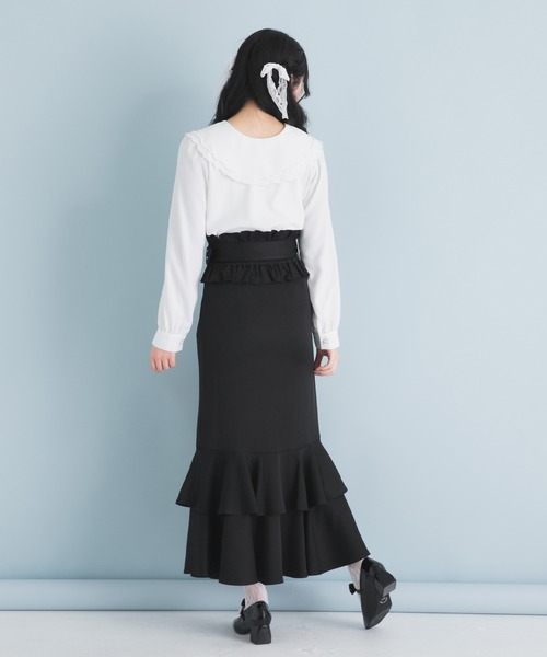 DearMyLoveRose(ディアマイラブローズ)の「ダブルビッグカラーブラウス【大きいサイズ有り】(シャツ/ブラウス・レディース・ホワイト/ブラック・SMALL/MEDIUM/LARGE/LL/3L)」の16枚目の写真