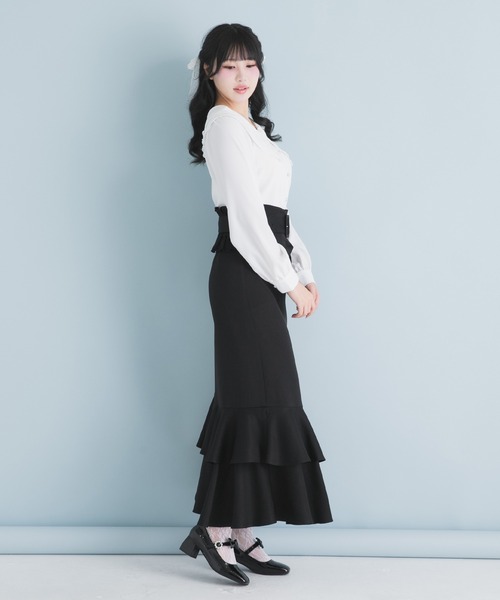 DearMyLoveRose(ディアマイラブローズ)の「ダブルビッグカラーブラウス【大きいサイズ有り】(シャツ/ブラウス・レディース・ホワイト/ブラック・SMALL/MEDIUM/LARGE/LL/3L)」の17枚目の写真