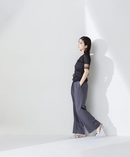 NATURAL BEAUTY BASIC（ナチュラルビューティーベーシック）の「◇ギャザーチュールレイヤードＴシャツ（Tシャツ/カットソー・レディース・ベージュ/ホワイト系その他/ブラック系その他・FREE）」の9枚目の写真