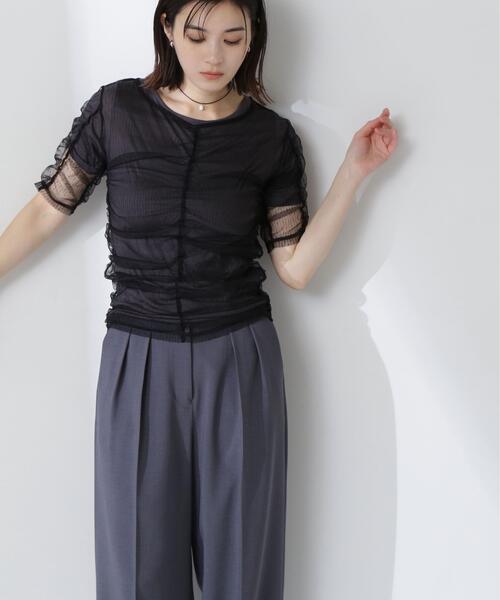NATURAL BEAUTY BASIC（ナチュラルビューティーベーシック）の「◇ギャザーチュールレイヤードＴシャツ（Tシャツ/カットソー・レディース・ベージュ/ホワイト系その他/ブラック系その他・FREE）」の11枚目の写真