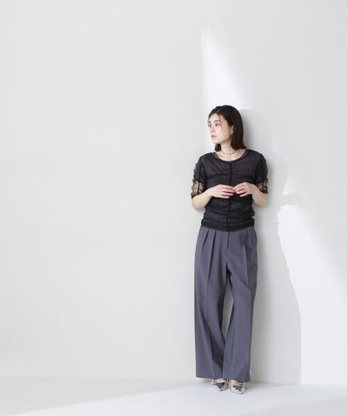 NATURAL BEAUTY BASIC（ナチュラルビューティーベーシック）の「◇ギャザーチュールレイヤードＴシャツ（Tシャツ/カットソー・レディース・ベージュ/ホワイト系その他/ブラック系その他・FREE）」の12枚目の写真