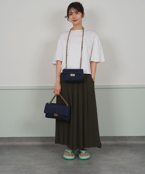 andrea cardone(アンドレアカルドネ)の「【Andrea Cardone】かごバッグ ラフィア チェーン ショルダー バッグ(ショルダーバッグ・レディース・ネイビー/ナチュラル・FREE)」の9枚目の写真