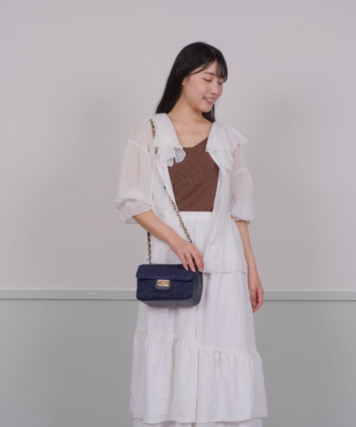 andrea cardone(アンドレアカルドネ)の「【Andrea Cardone】かごバッグ ラフィア チェーン ショルダー バッグ(ショルダーバッグ・レディース・ネイビー/ナチュラル・FREE)」の20枚目の写真