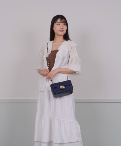 andrea cardone(アンドレアカルドネ)の「【Andrea Cardone】かごバッグ ラフィア チェーン ショルダー バッグ(ショルダーバッグ・レディース・ネイビー/ナチュラル・FREE)」の19枚目の写真