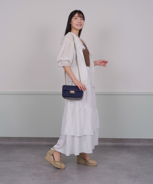andrea cardone(アンドレアカルドネ)の「【Andrea Cardone】かごバッグ ラフィア チェーン ショルダー バッグ(ショルダーバッグ・レディース・ネイビー/ナチュラル・FREE)」の22枚目の写真