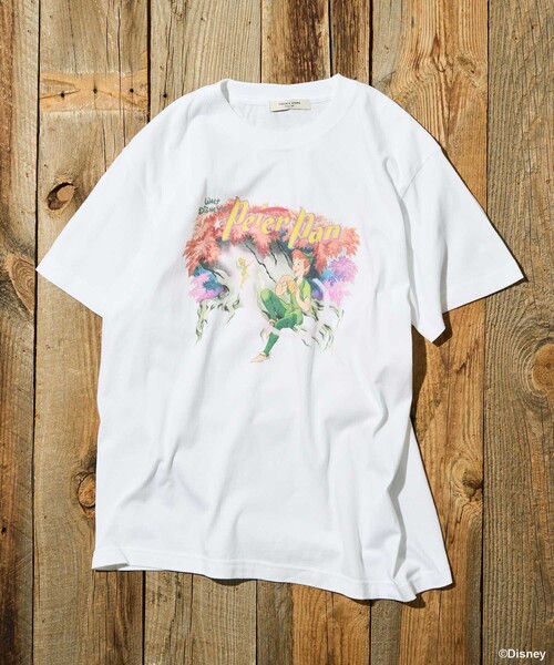 ピーターパン 古着 Tシャツ シルエット ディズニー セール】【DISNEY Perter Pan】 ビッグフロントプリントTシャツ