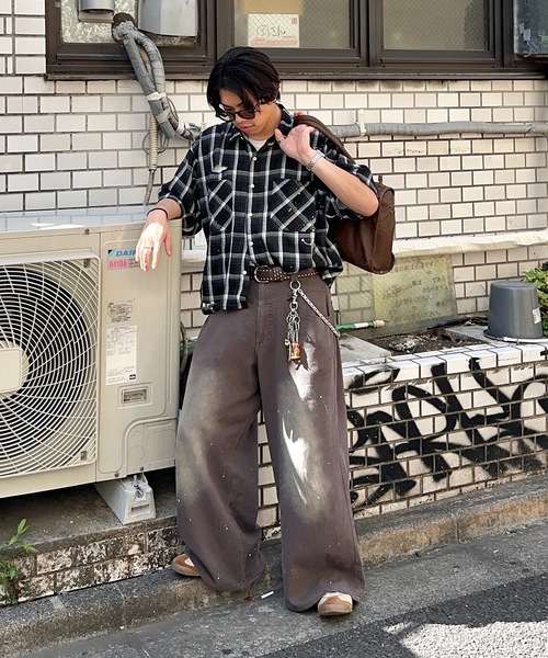 MandO（Auntie Rosa）（エムオー）の「【MandO】ヴィンテージダメージチェックシャツ（シャツ/ブラウス・メンズ・ブラック/レッド/ネイビー・MEDIUM/LARGE）」の2枚目の写真