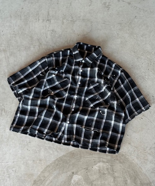 MandO（Auntie Rosa）（エムオー）の「【MandO】ヴィンテージダメージチェックシャツ（シャツ/ブラウス・メンズ・ブラック/レッド/ネイビー・MEDIUM/LARGE）」の12枚目の写真