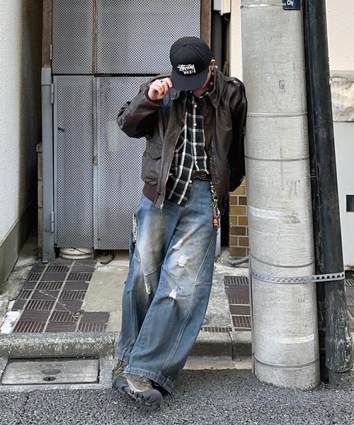 MandO（Auntie Rosa）（エムオー）の「【MandO】ヴィンテージダメージチェックシャツ（シャツ/ブラウス・メンズ・ブラック/レッド/ネイビー・MEDIUM/LARGE）」の4枚目の写真