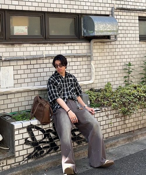 MandO（Auntie Rosa）（エムオー）の「【MandO】ヴィンテージダメージチェックシャツ（シャツ/ブラウス・メンズ・ブラック/レッド/ネイビー・MEDIUM/LARGE）」の7枚目の写真