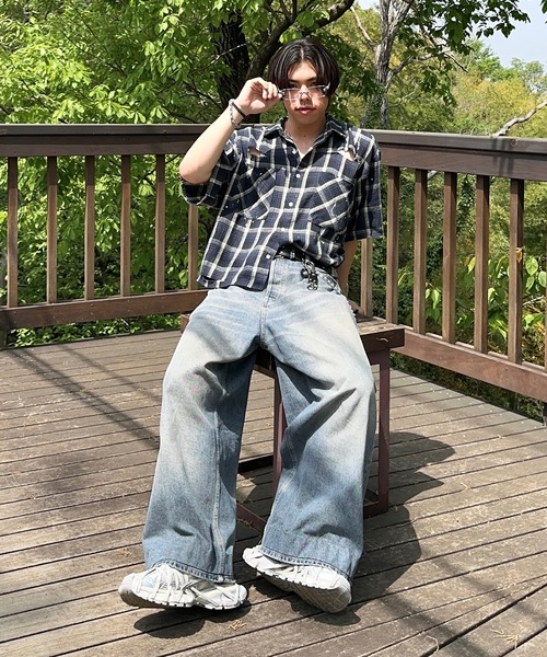 MandO（Auntie Rosa）（エムオー）の「【MandO】ヴィンテージダメージチェックシャツ（シャツ/ブラウス・メンズ・ブラック/レッド/ネイビー・MEDIUM/LARGE）」の17枚目の写真