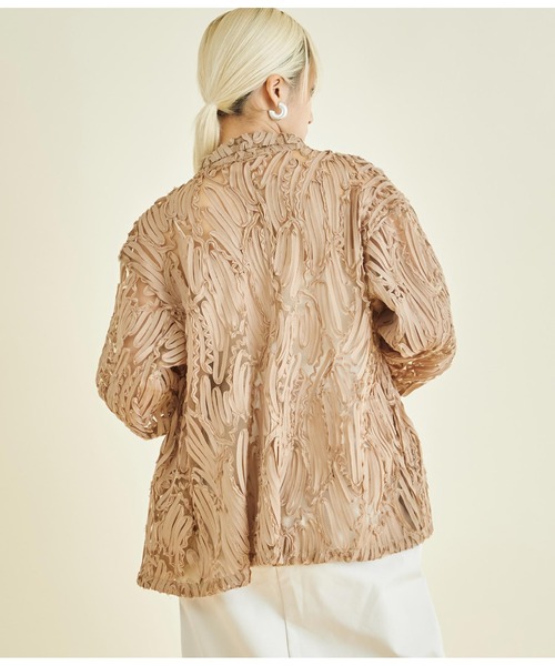 Settimissimo（セッティミッシモ）の「総刺繍 ダブル ジャケット（テーラードジャケット・レディース・ベージュ/ブラック・FREE）」の20枚目の写真